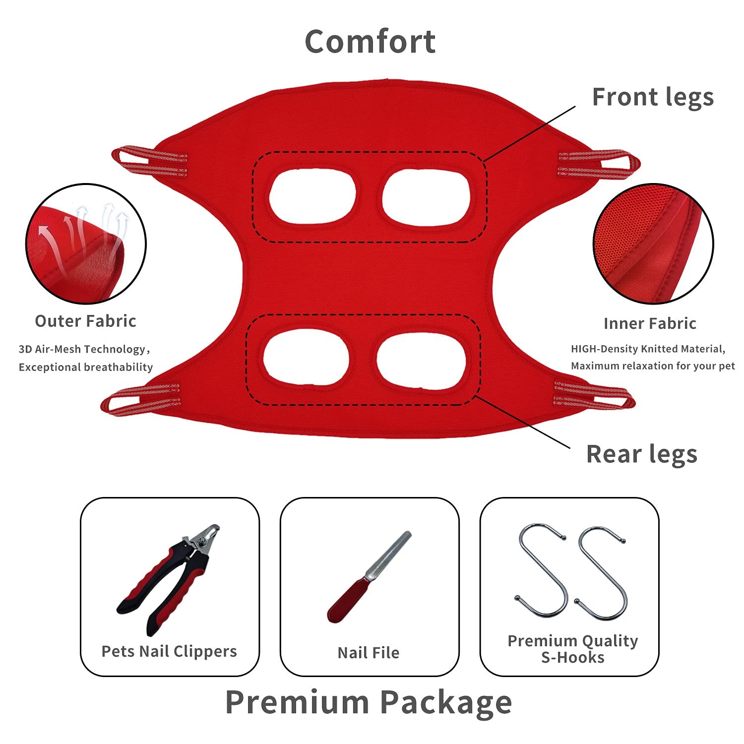 Dog Grooming Hammock,Pet Grooming Harness for Cats and Dogs,4 in 1 Pet Grooming Helper Supplies Kit, Come with Nail Clippers/Trimmer, Nail File, Great for Pet Care at Home