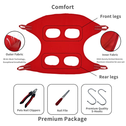 Dog Grooming Hammock,Pet Grooming Harness for Cats and Dogs,4 in 1 Pet Grooming Helper Supplies Kit, Come with Nail Clippers/Trimmer, Nail File, Great for Pet Care at Home