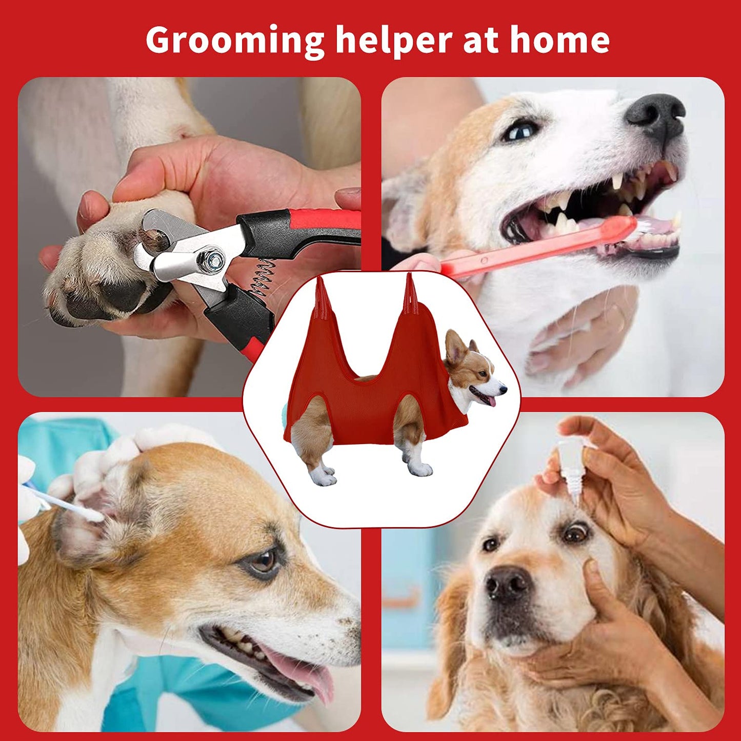 Dog Grooming Hammock,Pet Grooming Harness for Cats and Dogs,4 in 1 Pet Grooming Helper Supplies Kit, Come with Nail Clippers/Trimmer, Nail File, Great for Pet Care at Home